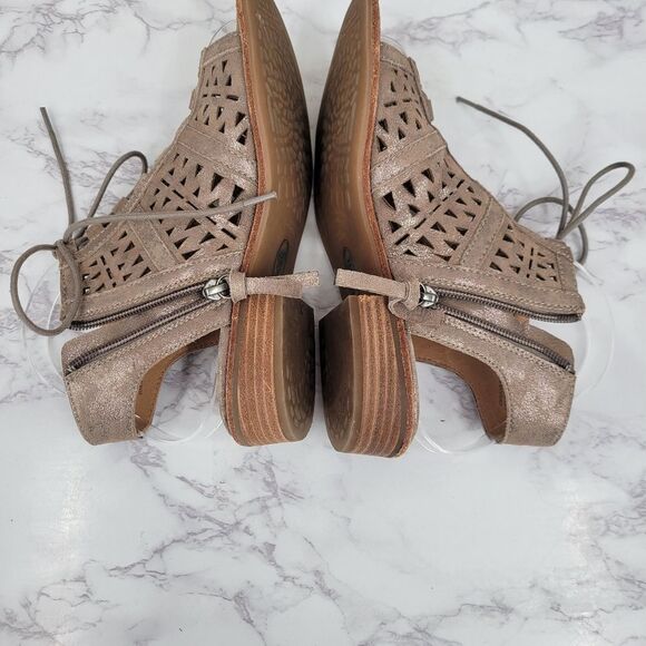 Sofft Nora Lace Up Sandal Metallic Taupe Suede Leather Women's Size 6 - Picture 7 of 12